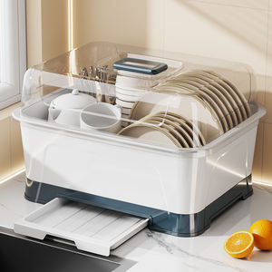 Escurridor de platos de cocina de diseño XT117, armario de platos, hogar con tapa, caja de almacenamiento de platos, vajilla grande a prueba de polvo, estante para platos - Product Image 1