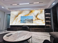 Matériau de revêtement mural en onyx rétroéclairé en faux albâtre translucide de qualité supérieure pour la décoration murale intérieure, grande dalle de pierre