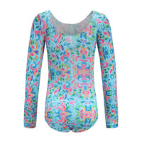 Usine en gros Offre Spéciale pas cher coton Spandex enfants enfants filles impression numérique à manches longues justaucorps gymnastique