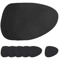 Ensemble de dessous-de-plat et de sous-verres en plastique imperméable, lavable, antidérapant, double face, rond, solide, Myir JUN (noir, lot de 6)