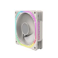 Ventilateur PC blanc 120 mm à 9 pales avec roulement fluide, patins d'angle en aluminium et silicone, câbles ARGB mini 4 broches double tête pour boîtier d'ordinateur