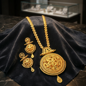 Wholesale Brass 14K 18K 24K Micro Gold Plated <b>Long</b> <b>Necklaces</b> Set Fashion Jewelry Traditional Floral Design Wedding Jewelry Set - Product Image 5