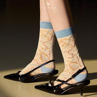 Chaussettes habillées personnalisées pour femmes, respirantes, antibactériennes, en mélange de coton tricoté, motif imprimé, pour usage quotidien en automne, avec logo personnalisé