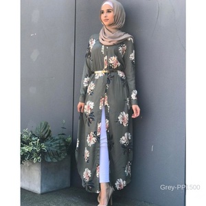 El más nuevo vestido de verano con estampado de flores incluye cinturón fiesta de noche hecho de poliéster vestido de mujer musulmana - Product Image 1