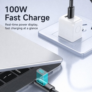 100W Fast Charging Type-C Data <b>Cable</b> Braided Jacket Smart Digital Display USB 3.2 Shielded Charging Cord <b>for</b> Laptop - Product Image 1