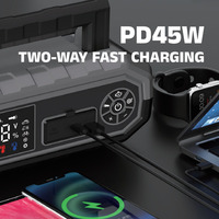 Démarreur de voiture multifonctionnel 3000A de pointe, gonfleur de pneus 150 PSI, chargeur rapide PD 45W, booster de batterie polymère 74Wh