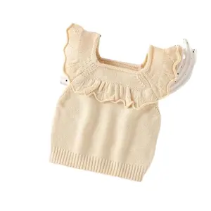 畅销套头衫有机100% 棉婴儿套头衫，婴儿方领针织上衣