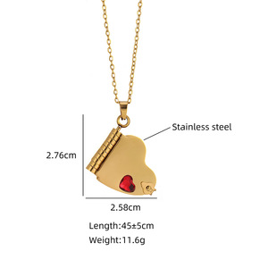 Collier pour maman en acier inoxydable, étanche et inaltérable, avec pendentif cœur tendance en bambou, ouvrable en forme de <span class=keywords><strong>livre</strong></span>, gravure personnalisée, Fête des Mères - Product Image 6