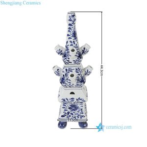 Vase Tulipier en Céramique Peint à la Main Bleu et Blanc à Plusieurs Niveaux, Style Vintage <span class=keywords><strong>Delft</strong></span>, Tour de Fleurs de Tulipes Empilées avec Plusieurs Emplacements pour Bourgeons - Product Image 3