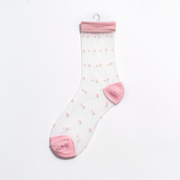 Chaussettes en soie cristal pour femmes, socquettes transparentes et fines, en maille de coton, avec motifs à pois, blanches, nouvelle mode,