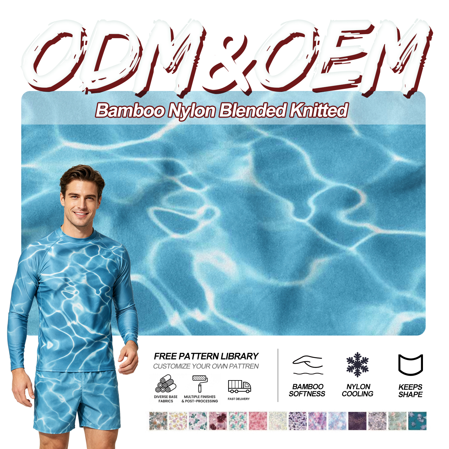 Custom Printed Bamboo Viscose Jersey Fabric for Sleepwear 160GSM Soft Stretch Breathable Wholesale Factory Sourcing