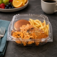 Vente en gros d'usine, contenants à hamburgers jetables transparents de 8 pouces, boîte d'emballage pour hamburgers en plastique PET à emporter