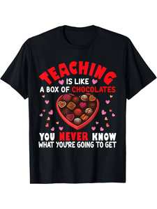 La didattica è come una scatola di cioccolatini T-shirt per uomo e donna, 100% cotone, traspirante, vestibilità casual, manica corta, girocollo - Product Image 1