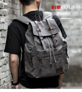 Men's <b>Drawstring</b> Canvas <b>Backpack</b> Travel Bag for Computers Best-selling Bags in Stock and Trendy - Product Image 6