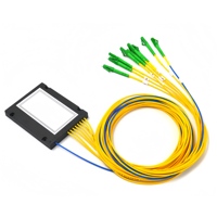 Divisor de fibra PLC 1X8 1M con paquete de caja ABS-Uso en interiores SC/UPC Compatible con equipos de red de enrutador