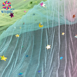 Motivo a stella plissettato <span class=keywords><strong>in</strong></span> poliestere gradiente di colore plissettato con motivi a forma di luna con paillettes <span class=keywords><strong>in</strong></span> tessuto Tulle - Product Image 3