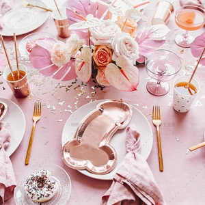 Bandeja de Papel con Diseño de Sexo Opuesto, Cubierta con Película Brillante Color Oro Rosa, Decoración para Despedida de Soltera, Artículos para el Día de San Valentín - Product Image 4