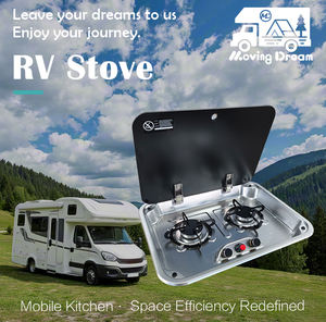 JDA из нержавеющей стали RV варочная газовая плита Встроенная 2 горелки со стеклянным покрытием газовая горелка для бытовой RV Пикник морской - Product Image 5