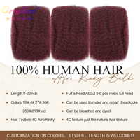 Extension per capelli brasiliani Remy BLT Burgundy 30g/50g, a doppia trama, afro kinky, per mini twist/intrecciatura/dreadlock