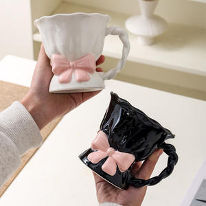 Original High-Color Value Bow Keramik becher Exquisite Haushalts becher Nachmittags tee Kaffee Wasser Bier Ein Teller Anzug Senden Freundin - Product Image 2