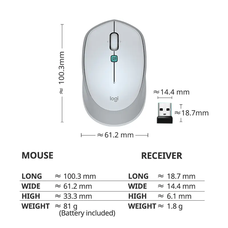 Logitech M380 kablosuz fare dizüstü Usb beyaz optik stok Logitech kablosuz bilgisayar Mini fare