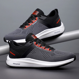 Zapatos Deportivos de Malla Resistentes con Cordones, Punta Redonda, Entresuela Transpirable de EVA, Suela de Goma, para Todas las Temporadas, Color Gris con Detalles en Verde Neón - Product Image 5