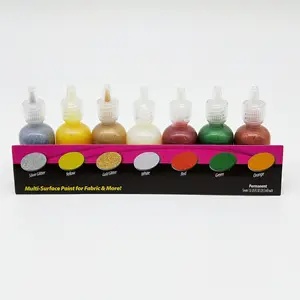 Ensemble de <span class=keywords><strong>peinture</strong></span> sur tissu 3D de 30ml, 7 couleurs acryliques <span class=keywords><strong>pour</strong></span> le bricolage, le papier, le <span class=keywords><strong>textile</strong></span> et la toile. - Product Image 2