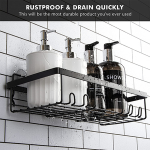 Paquet de 5 étagères de <span class=keywords><strong>douche</strong></span> de salle de bain en métal en acier inoxydable organisateur de stockage support mural <span class=keywords><strong>sans</strong></span> perçage - Product Image 5