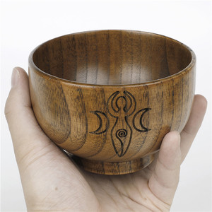 Nouveau bol en bois étoile à cinq branches du fabricant bol de rangement de déesse de lune triphasée décoration d'autel WICCA - Product Image 2