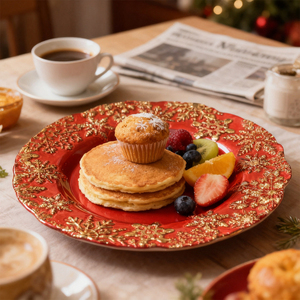 Ensemble d'assiettes à dîner en verre gaufré flocon <span class=keywords><strong>de</strong></span> neige élégant pour <span class=keywords><strong>Noël</strong></span>, assiettes <span class=keywords><strong>de</strong></span> présentation rouges et dorées pour fêtes <span class=keywords><strong>de</strong></span> fin d'année, mariages, cadeaux - Product Image 6