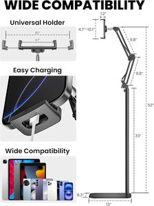 Support de sol pour tablette en métal rotatif à 360 degrés, hauteur et angle réglables, universel pour iPad/téléphone/Kindle/tablettes/liseuses électroniques 4,7-12,9 pouces - Product Image 5