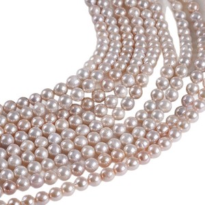 Perles d'eau douce naturelles de 8 à 10 mm, perles Edison brillantes à l'huile, produit semi-fini en blanc et rose, vente en gros - Product Image 5