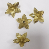Bouton de meuble vintage en laiton massif, motif fleur de lys à 5 pétales, poignée de tiroir texturée dorée pour armoire, placard, cuisine et décoration de meubles