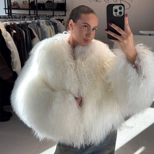 Veste en fausse fourrure bouclée blanche Zeyu pour <span class=keywords><strong>femme</strong></span>, <span class=keywords><strong>manteau</strong></span> court en laine d'agneau mongole chaud pour l'hiver, coupe courte ouverte sur le devant, manteaux en fausse fourrure écologiques pour <span class=keywords><strong>femme</strong></span> - Product Image 6