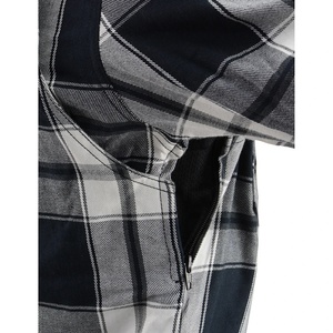 Camisa de franela con cremallera de algodón 100% personalizada para hombre, cubierta informal transpirable para motocicleta, cuello vuelto con botones para Primavera de algodón completo - Product Image 5