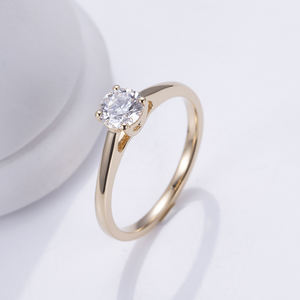 Anillo de Bodas de diamantes de oro amarillo de 18 quilates, anillos de diamantes cultivados en laboratorio solitario de corte redondo de 0.5ct de 18 quilates - Product Image 3