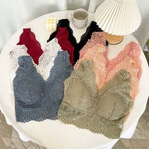 Nouvelle dentelle large bandoulière <span class=keywords><strong>dos</strong></span> nu soutien-gorge sous-vêtements femmes sans fil anti-exposition push up base gilet tube top vente en gros - Product Image 2