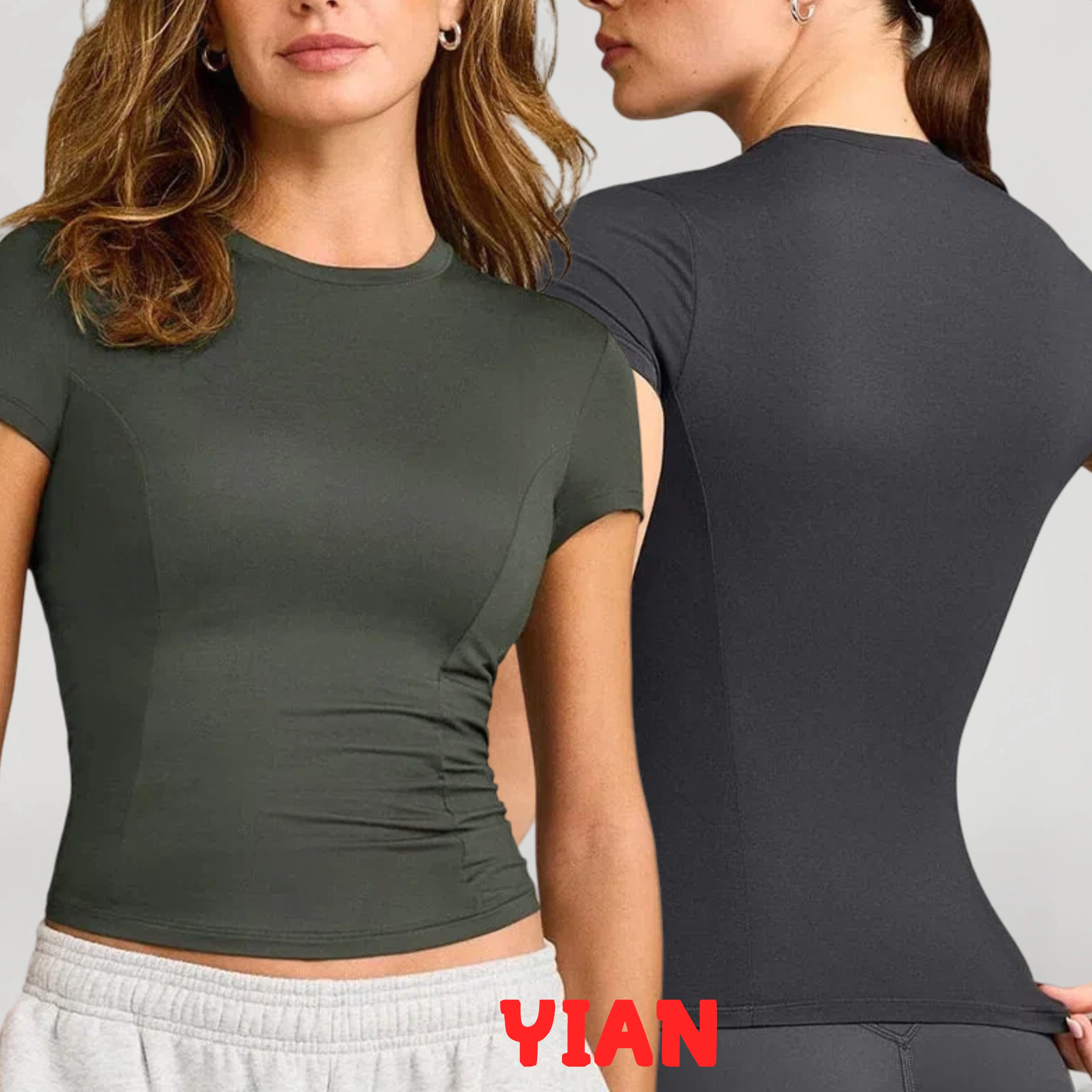 New Style Women's Solid Color Lightweight Round Neck Short Sleeves Yoga Top High Stretch Quick Drying Breathable Running T-Shirt