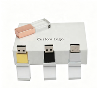 Memoria USB de Cristal Personalizada al por Mayor, USB 2.0 3.0 2GB 4GB 8GB 16GB, con Logotipo Personalizado y Caja de Regalo