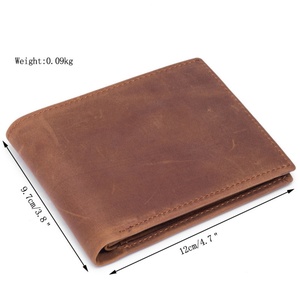 New Arrival Genuine Cow Crazy Horse Leather <b>Card</b> <b>Holder</b> <b>Wallet</b> Short RFID Feature - Product Image 3