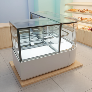 Vitrine Réfrigérée de Pâtisserie OEM d'Usine à Température Unique, Éclairage LED, Deux Portes Vitrées Courbes, Luxe, Refroidissement par Air, pour Présentation de Gâteaux - Product Image 3
