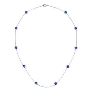 Collar de Zafiro Azul con Cadena Minimalista de Plata de Ley 925, Elegante Collar con Gema Redonda Engastada en Bisel para Mujer - Product Image 4