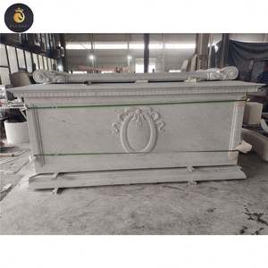 EV diseño personalizado Cararra mármol blanco suministros funerarios lujo tallado a mano ataúd polaco ataúd directo de los fabricantes - Product Image 1