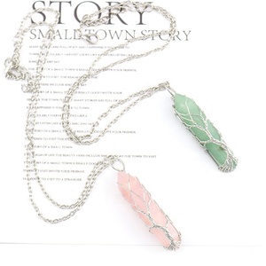 Doğal ham kristal kolye el yapımı tel ile sarılmış hayat ağacı kolye günlük giyim için altıgen prizma kristal - Product Image 5