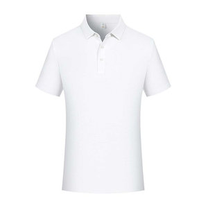Customized Summer Short Sleeve <b>Polo</b> Shirt <b>White</b> Solid Color Polyester Workwear Daily Use - Product Image 1