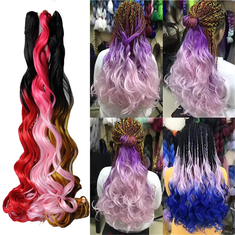 Dài sóng biển cơ thể bện tóc mở rộng 24 inch 100 gam/gói Crochet tóc bím tóc tổng hợp tóc phong cách Ombre màu sắc cho phụ nữ