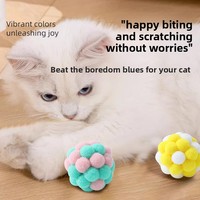 Jouet pour chat en peluche couleurs macaron avec clochette et balle élastique pour jeu interactif et divertissement anti-ennui