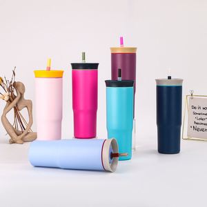 Cross-border Minimalist 24-oz Car Cup 304 Stainless Steel Double-wall Vacuum <b>Flask</b> <b>Bottle</b> Straw Large Capacity 6-12hr Thermal - Product Image 1