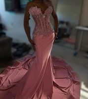 Robe de Bal Longue Rose Scintillante à Perles et Cristaux, Robe de Soirée Fleurs 3D, Robe de Fête d'Anniversaire Personnalisée