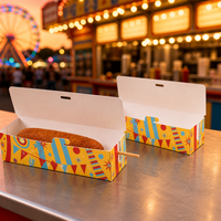 Boîtes à hot-dogs pliables en papier kraft personnalisées, vente en gros, haute qualité, robustes, jetables, résistantes à la graisse, supports pour snacks, fabrication en usine